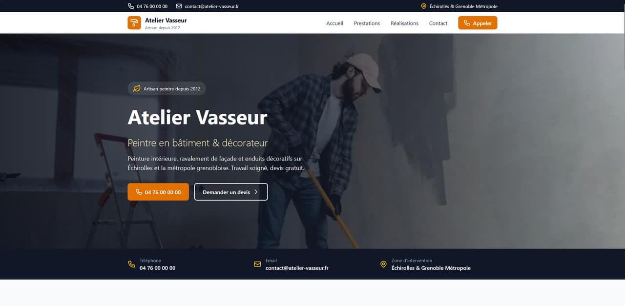 Exemple de site vitrine - Peintre en bâtiment à Grenoble